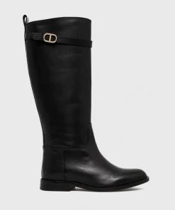 Γυναικεία Μπότες Δερμάτινες μπότες Twinset Stivale χρώμα: μαύρο