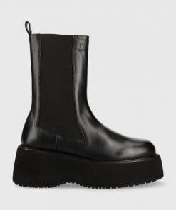 Γυναικεία Μποτάκια Δερμάτινες μπότες τσέλσι Twinset Chelsea χρώμα: μαύρο