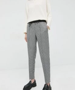 Γυναικεία Υφασμάτινα Μάλλινα παντελόνια Twinset μαύρο,