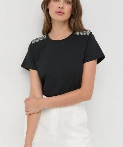 Γυναικεία Κοντομάνικο Μπλουζάκι Twinset μαύρο