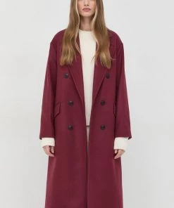 Γυναικεία Παλτά Μάλλινο παλτό Twinset κάστανο