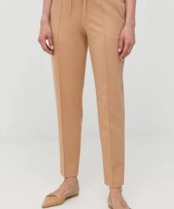 Γυναικεία Υφασμάτινα Παντελόνι από μείγμα μαλλιού Twinset μπεζ,