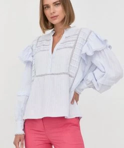 Γυναικεία Μπλούζες Βαμβακερή μπλούζα Twinset χρώμα: ναυτικό μπλε