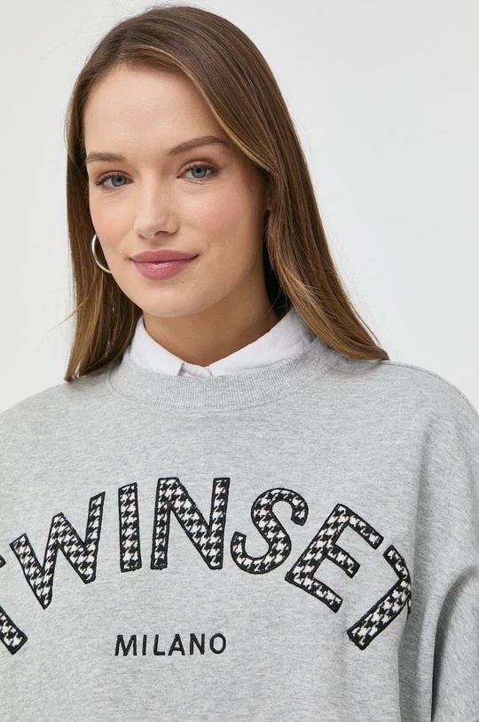 Γυναικεία Χωρίς φερμουάρ Βαμβακερή μπλούζα Twinset χρώμα: γκρι, 6 Γυναικεία Χωρίς φερμουάρ Βαμβακερή μπλούζα Twinset χρώμα: γκρι, - Image 4