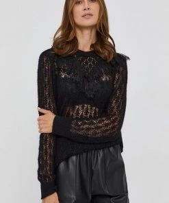 Γυναικεία Χωρίς φερμουάρ Πουλόβερ με προσθήκη μαλλιού Twinset χρώμα: μαύρο