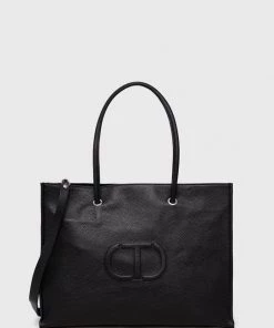 Γυναικεία Τσάντες Shopper και Tote Δερμάτινη τσάντα Twinset μαύρο