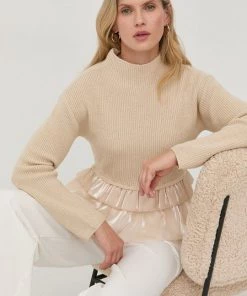 Twinset Κατάστημα 42 Γυναικεία Χωρίς φερμουάρ Πουλόβερ με προσθήκη μαλλιού Twinset χρώμα: μπεζ,