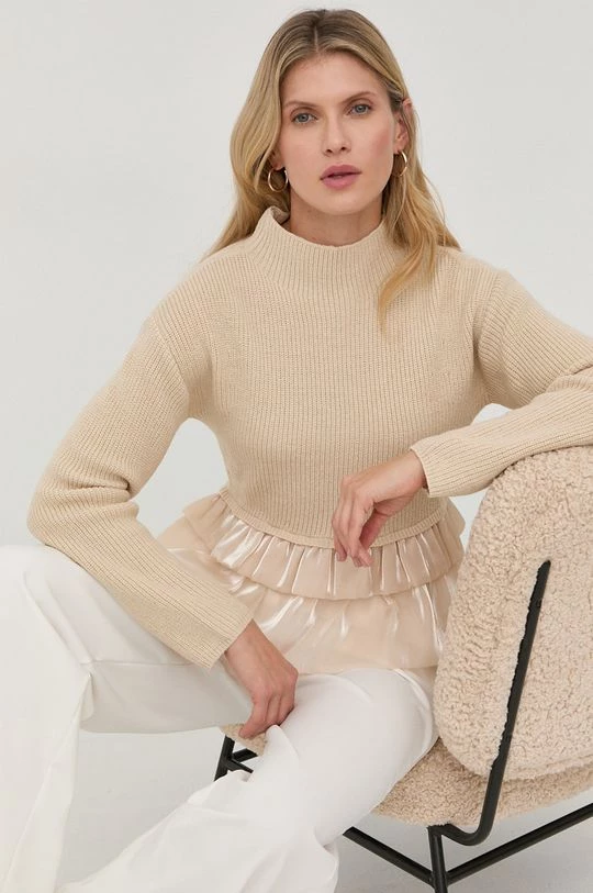 Γυναικεία Χωρίς φερμουάρ Πουλόβερ με προσθήκη μαλλιού Twinset χρώμα: μπεζ, 3 Γυναικεία Χωρίς φερμουάρ Πουλόβερ με προσθήκη μαλλιού Twinset χρώμα: μπεζ,