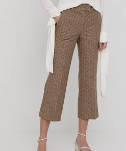 Γυναικεία Υφασμάτινα Παντελόνι Twinset χρώμα: καφέ,