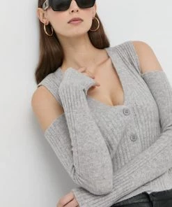 Γυναικεία Με φερμουάρ Ζακέτα από μίγμα μαλλιού Twinset γκρι