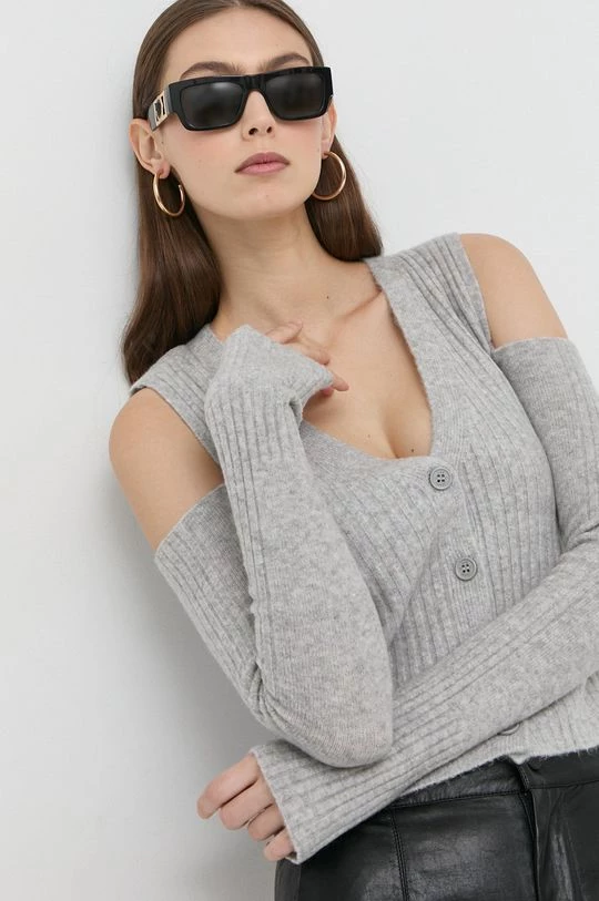 Γυναικεία Με φερμουάρ Ζακέτα από μίγμα μαλλιού Twinset γκρι 3 Γυναικεία Με φερμουάρ Ζακέτα από μίγμα μαλλιού Twinset γκρι