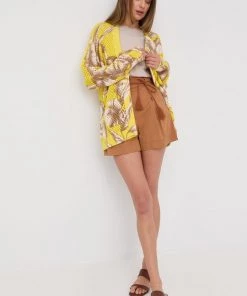 Γυναικεία Με φερμουάρ Βαμβακερή ζακέτα Twinset κίτρινο