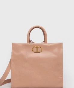 Γυναικεία Τσάντες Shopper και Tote Δερμάτινη τσάντα Twinset ροζ