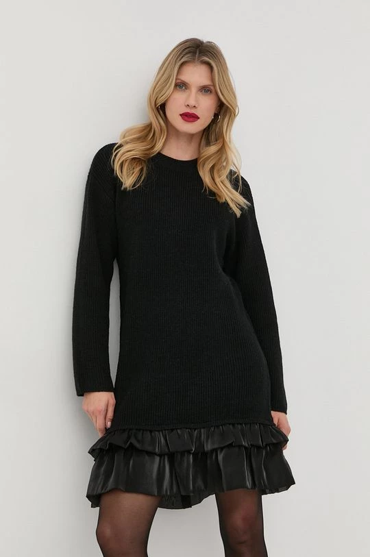 Γυναικεία Φορέματα Φόρεμα από μείγμα μαλλιού Twinset μαύρο, 3 Γυναικεία Φορέματα Φόρεμα από μείγμα μαλλιού Twinset μαύρο,