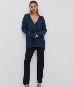 Γυναικεία Με φερμουάρ Ζακέτα από μίγμα μαλλιού Twinset χρώμα: ναυτικό μπλε