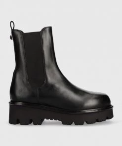 Γυναικεία Μποτάκια Δερμάτινες μπότες τσέλσι Twinset Chelsea χρώμα: μαύρο