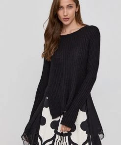 Γυναικεία Χωρίς φερμουάρ Πουλόβερ με προσθήκη μαλλιού Twinset χρώμα: μαύρο