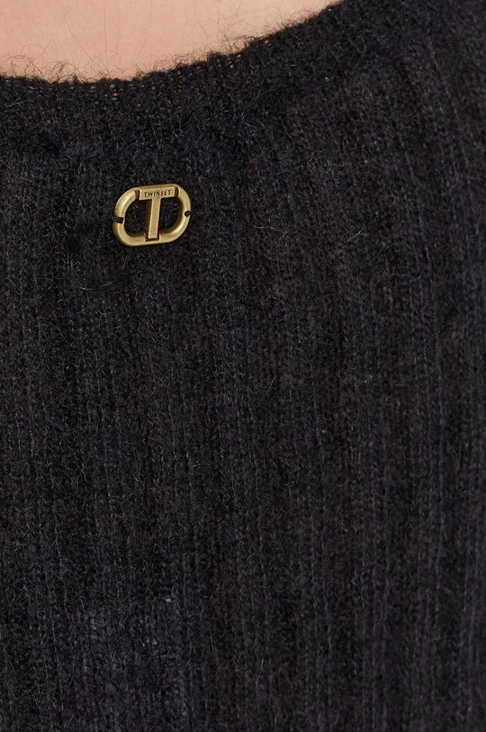 Γυναικεία Χωρίς φερμουάρ Πουλόβερ με προσθήκη μαλλιού Twinset χρώμα: μαύρο 8 Γυναικεία Χωρίς φερμουάρ Πουλόβερ με προσθήκη μαλλιού Twinset χρώμα: μαύρο - Image 6