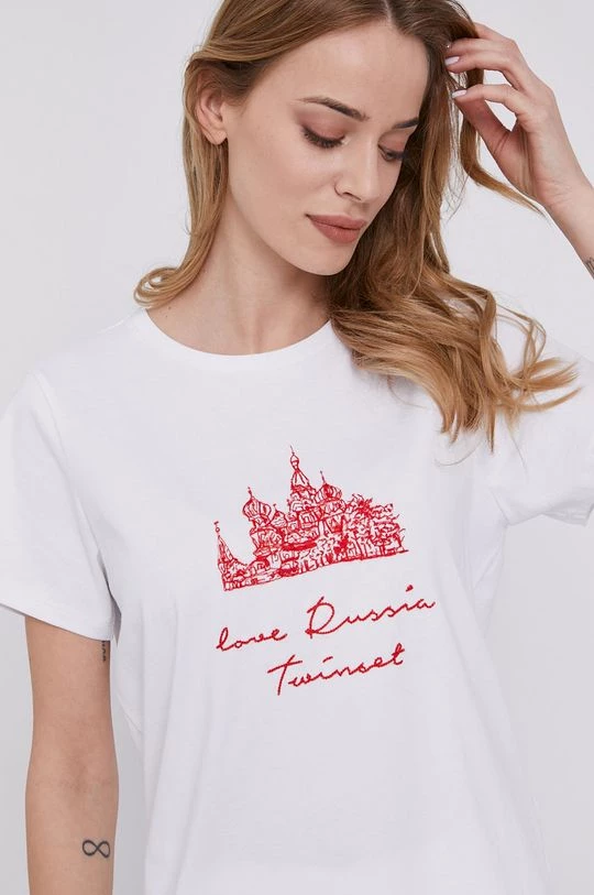 Γυναικεία Κοντομάνικο Μπλουζάκι Twinset χρώμα: άσπρο 6 Γυναικεία Κοντομάνικο Μπλουζάκι Twinset χρώμα: άσπρο - Image 4