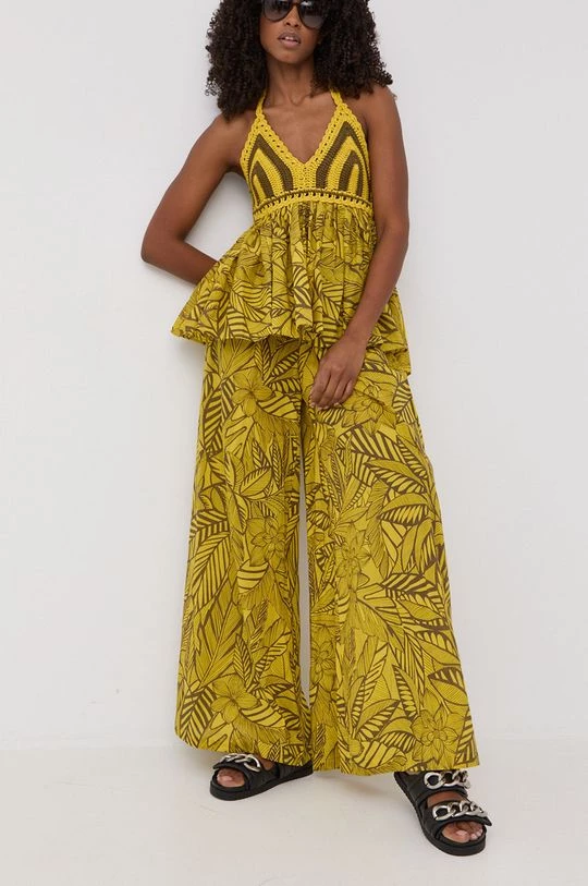 Γυναικεία Υφασμάτινα Βαμβακερό παντελόνι Twinset χρώμα: κίτρινο, 3 Γυναικεία Υφασμάτινα Βαμβακερό παντελόνι Twinset χρώμα: κίτρινο,