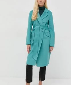 Γυναικεία Παλτά Παλτό από μείγμα μαλλιού Twinset τιρκουάζ,