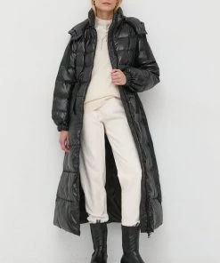 Γυναικεία Μακριά μπουφάν Μπουφάν με επένδυση από πούπουλα Twinset μαύρο,