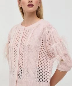 Γυναικεία Με φερμουάρ Ζακέτα από μίγμα μαλλιού Twinset ροζ,