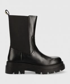 Γυναικεία Μποτάκια Δερμάτινες μπότες τσέλσι Twinset Chelsea χρώμα: μαύρο