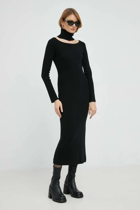 Γυναικεία Φορέματα Φόρεμα από μείγμα μαλλιού Twinset μαύρο, 3 Γυναικεία Φορέματα Φόρεμα από μείγμα μαλλιού Twinset μαύρο,