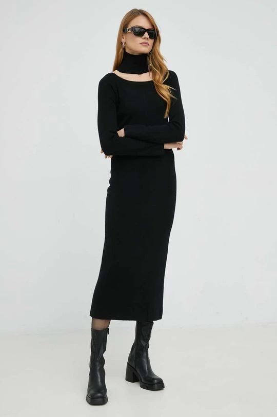 Γυναικεία Φορέματα Φόρεμα από μείγμα μαλλιού Twinset μαύρο, 4 Γυναικεία Φορέματα Φόρεμα από μείγμα μαλλιού Twinset μαύρο, - Image 2