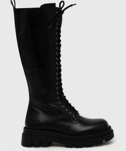 Γυναικεία Μπότες Δερμάτινες μπότες Twinset Anfibio χρώμα: μαύρο