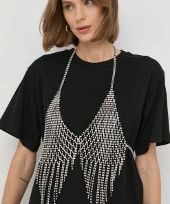 Γυναικεία Κοντομάνικο Μπλουζάκι Twinset μαύρο