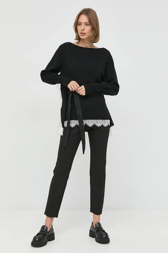 Γυναικεία Μπλούζες Μπλούζα από μείγμα μαλλιού Twinset χρώμα: μαύρο 4 Γυναικεία Μπλούζες Μπλούζα από μείγμα μαλλιού Twinset χρώμα: μαύρο - Image 2