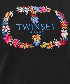 Γυναικεία Κοντομάνικο Βαμβακερό μπλουζάκι Twinset μαύρο -Twinset Κατάστημα unnamed file 825