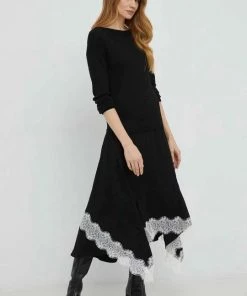 Γυναικεία Φορέματα Φόρεμα από μείγμα μαλλιού Twinset μαύρο,