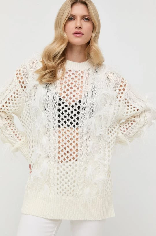 Γυναικεία Χωρίς φερμουάρ Πουλόβερ με προσθήκη μαλλιού Twinset χρώμα: μπεζ, 4 Γυναικεία Χωρίς φερμουάρ Πουλόβερ με προσθήκη μαλλιού Twinset χρώμα: μπεζ, - Image 2