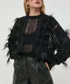 Γυναικεία Χωρίς φερμουάρ Πουλόβερ με προσθήκη μαλλιού Twinset χρώμα: μαύρο,